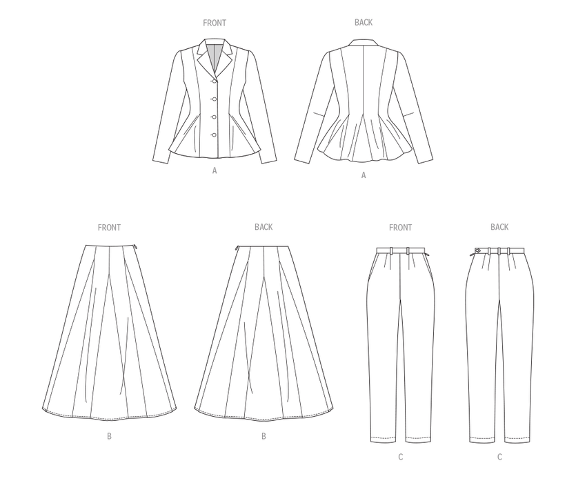 Vogue Sewing Pattern 2018 Skirt and Trouser Suits from Jaycotts Sewing Supplies
