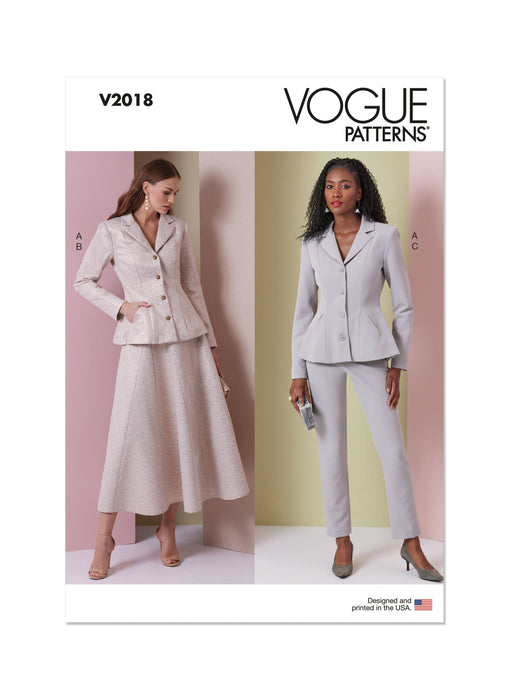 Vogue Sewing Pattern 2018 Skirt and Trouser Suits from Jaycotts Sewing Supplies