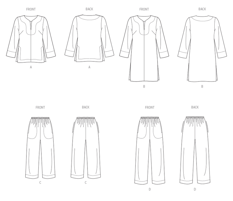 Vogue Sewing Pattern 2019 Misses' Lounge Sets by Marcy Tilton from Jaycotts Sewing Supplies