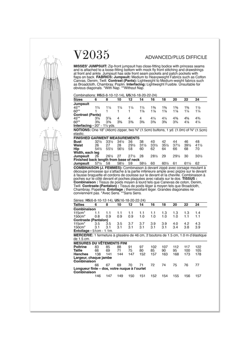 Vogue sewing pattern 2035 Jumpsuit by Rachel Comey from Jaycotts Sewing Supplies