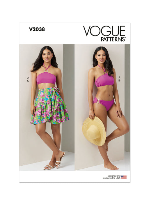 Vogue sewing pattern 2038 Bikini and Sarong from Jaycotts Sewing Supplies