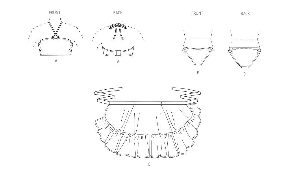 Vogue sewing pattern 2038 Bikini and Sarong from Jaycotts Sewing Supplies