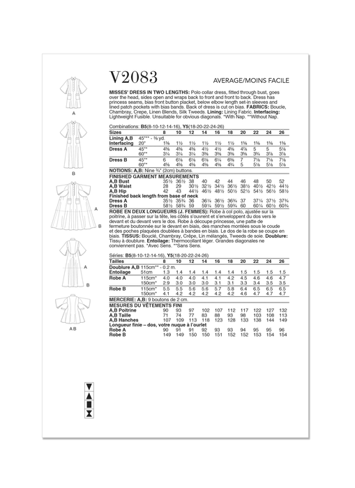 Vogue Sewing Pattern 2083 Polo Collar Dress from Jaycotts Sewing Supplies