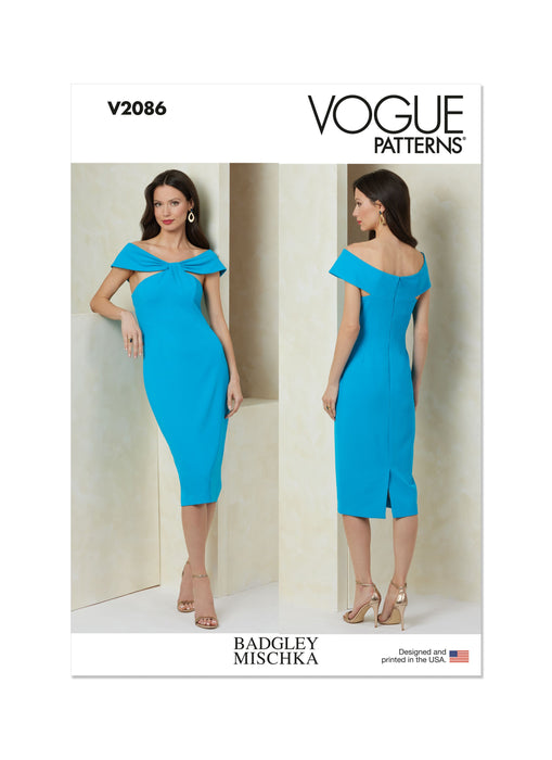 Vogue Sewing Pattern 2086 Off-the shoulder sheath Dress by Badgley Mischka from Jaycotts Sewing Supplies