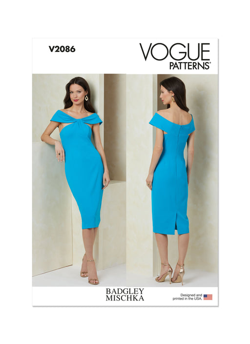 Vogue Sewing Pattern 2086 Off-the shoulder sheath Dress by Badgley Mischka from Jaycotts Sewing Supplies