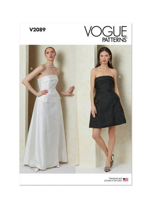 Vogue Sewing Pattern 2089 Strapless Dress in Two Lengths from Jaycotts Sewing Supplies