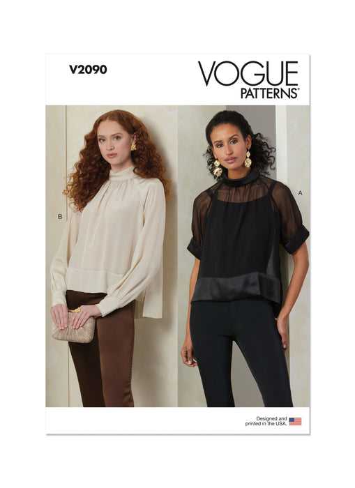 Vogue Sewing Pattern 2090 Rolled collar Top from Jaycotts Sewing Supplies