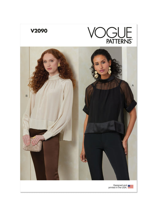 Vogue Sewing Pattern 2090 Rolled collar Top from Jaycotts Sewing Supplies