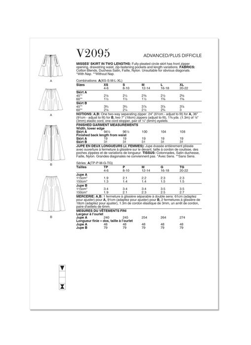 Vogue Sewing Pattern 2095 Circle Skirt from Jaycotts Sewing Supplies