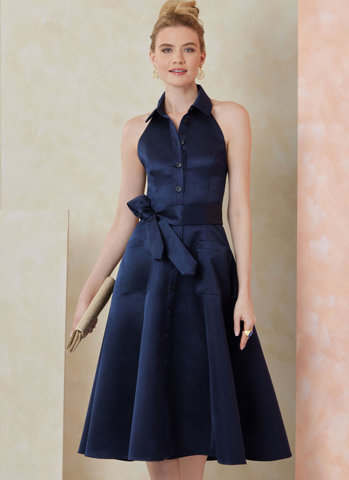 Vogue sewing pattern 2103 Halter dress in mini or midi length from Jaycotts Sewing Supplies