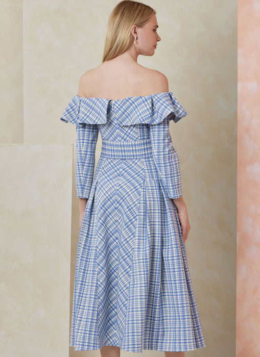 Vogue sewing pattern 2104 Off-the-shoulder midi dress from Jaycotts Sewing Supplies