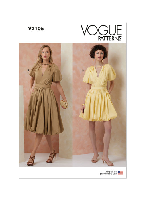 Vogue sewing pattern 2106 Fitted dress with bubble hem from Jaycotts Sewing Supplies
