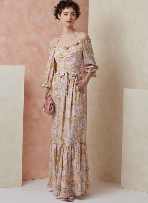 Vogue sewing pattern 2107 Fitted dress in midi and maxi length from Jaycotts Sewing Supplies