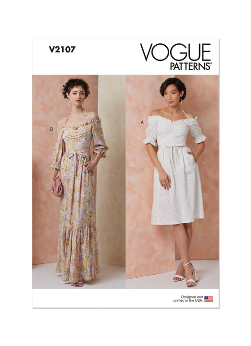 Vogue sewing pattern 2107 Fitted dress in midi and maxi length from Jaycotts Sewing Supplies