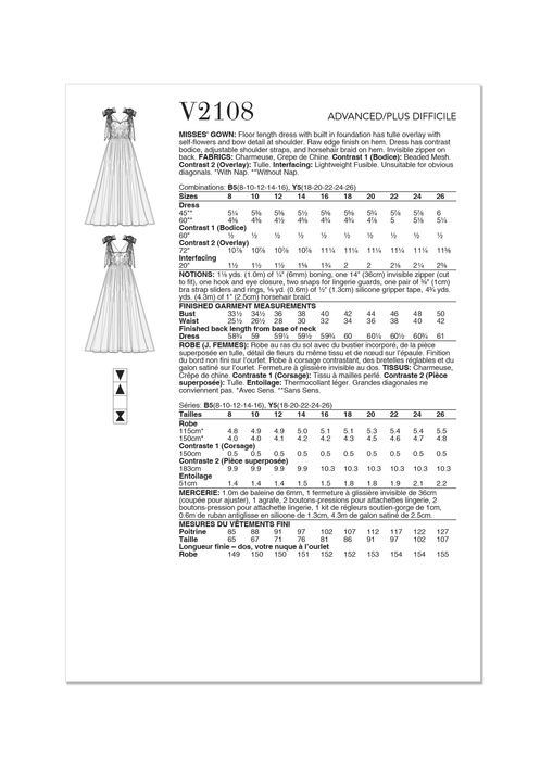 Vogue sewing pattern 2108 Floor length dress by  Badgley Mischka from Jaycotts Sewing Supplies