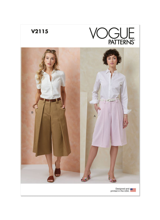 Vogue sewing pattern 2115 Wide leg shorts from Jaycotts Sewing Supplies