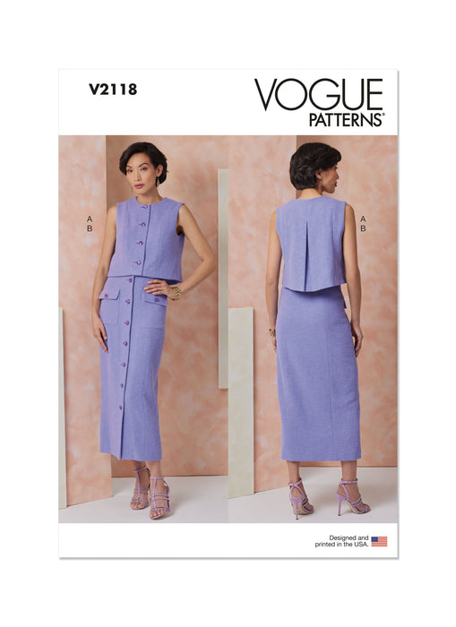 Vogue sewing pattern 2118 Top and Skirt from Jaycotts Sewing Supplies