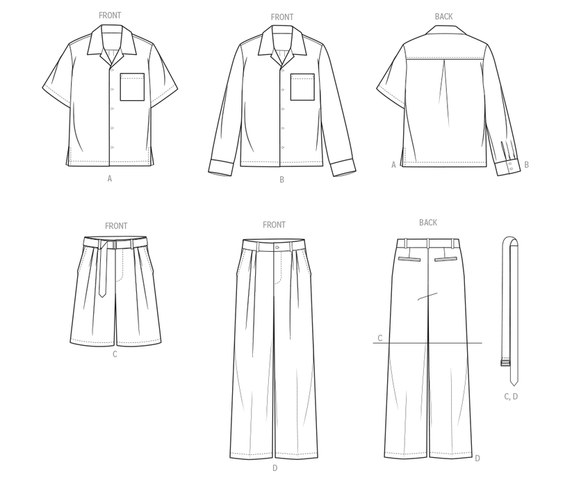 Vogue sewing pattern 2120 Men's Slouchy fit shirt from Jaycotts Sewing Supplies