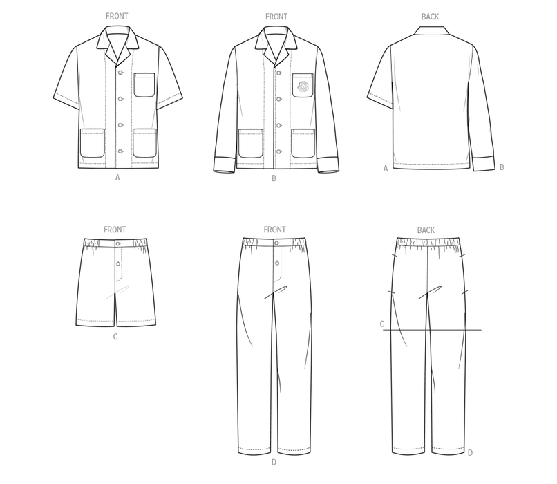 Vogue sewing pattern 2121 Men's Pajamas from Jaycotts Sewing Supplies