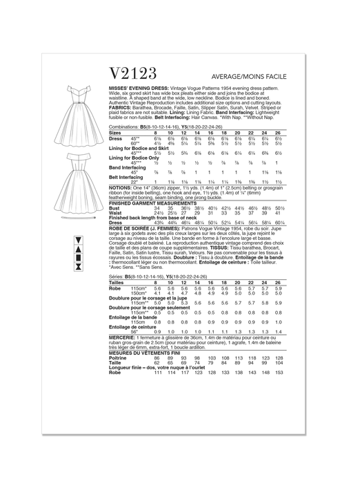 Vogue sewing pattern 2123 1950's Evening Dress from Jaycotts Sewing Supplies