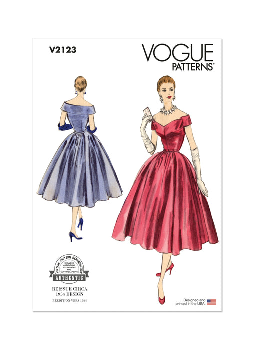 Vogue sewing pattern 2123 1950's Evening Dress from Jaycotts Sewing Supplies