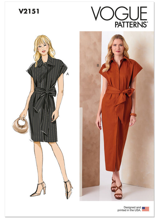 Vogue Patterns 2151 Misses' Shirtdress in Two Lengths and Sash from Jaycotts Sewing Supplies