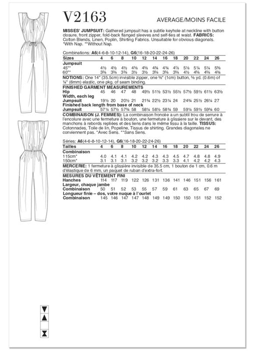 Vogue Patterns 2163 Misses' Jumpsuit by Rachel Comey from Jaycotts Sewing Supplies