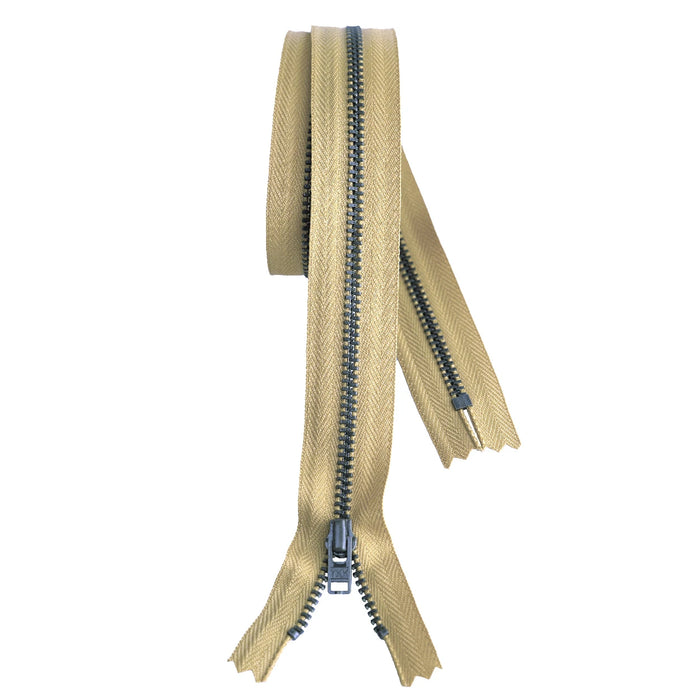 Metal Dress Zip | Antique Brass - BISCUIT / BEIGE from Jaycotts Sewing Supplies