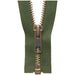 YKK Open End Zip - Medium, Antique Brass Colour 566 KHAKI from Jaycotts Sewing Supplies