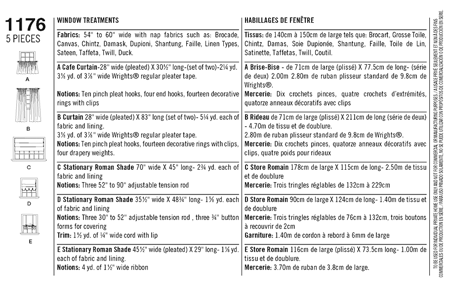 Simplicity Pattern 1176 Window Treatments from Jaycotts Sewing Supplies