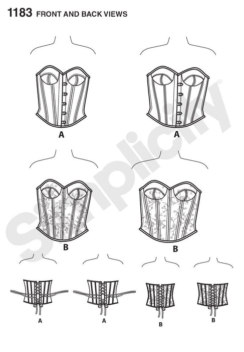 Simplicity Pattern 1183 Misses' and Plus Size Corsets from Jaycotts Sewing Supplies