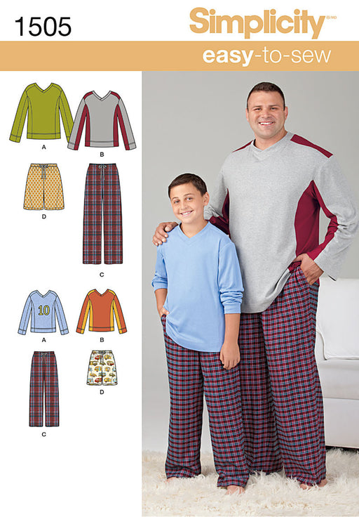 Simplicity Pattern 1505 Big and Tall Men's / Boys Sleepwear | Easy from Jaycotts Sewing Supplies