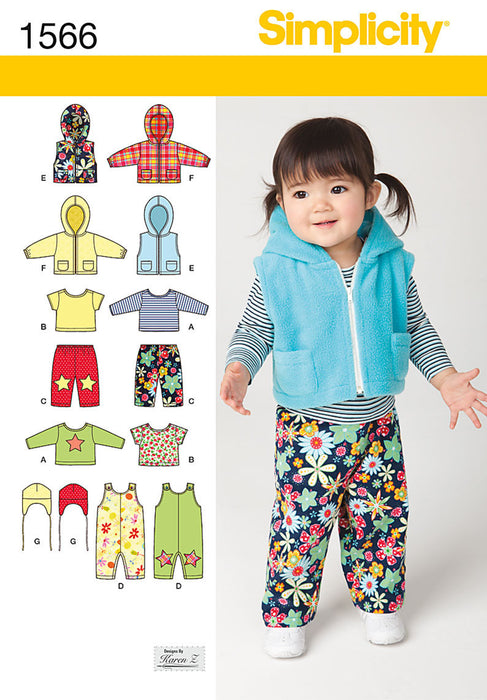 Simplicity Pattern 1556  babies' overall, zip up jacket from Jaycotts Sewing Supplies