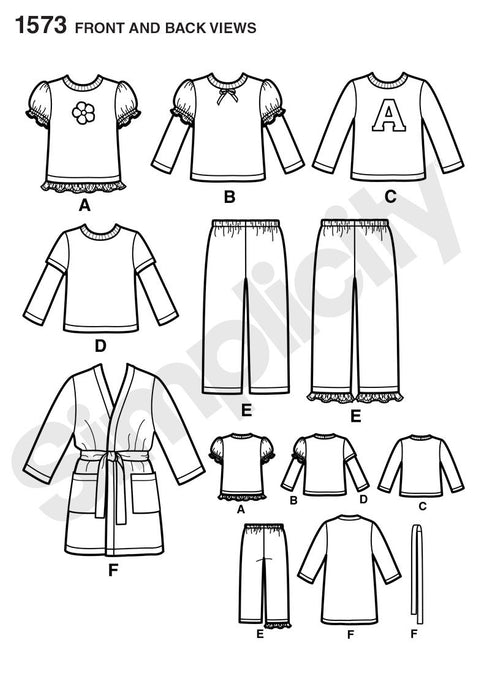 Simplicity Pattern 1573 Toddlers' and Child's robe, pants from Jaycotts Sewing Supplies