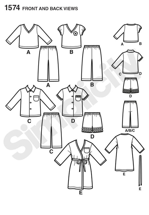 Simplicity Pattern 1574 Toddlers' and child's robe, pants, and knit tops. from Jaycotts Sewing Supplies