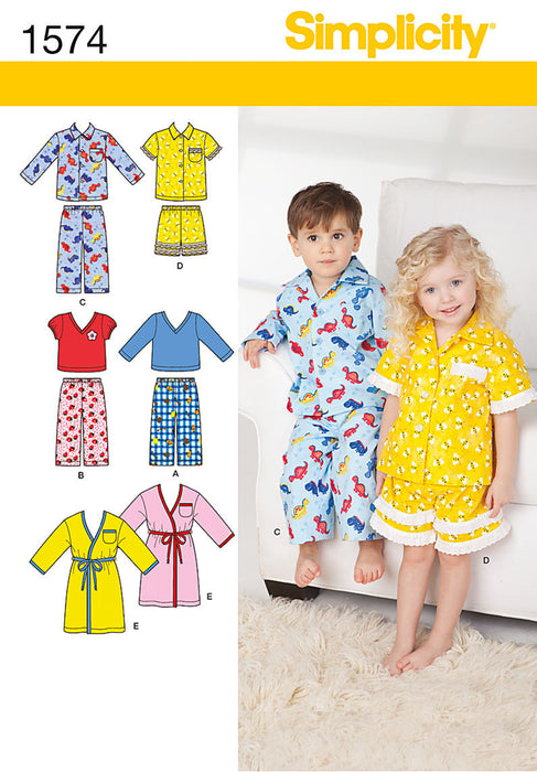 Simplicity Pattern 1574 Toddlers' and child's robe, pants, and knit tops. from Jaycotts Sewing Supplies