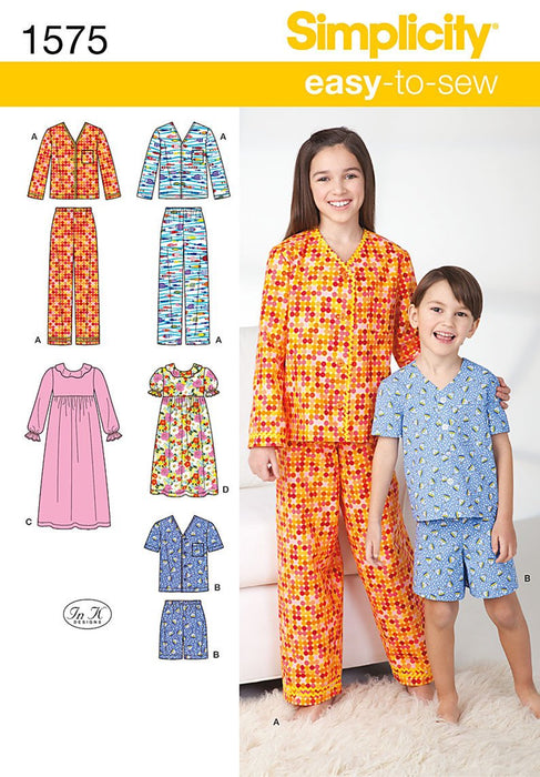 Simplicity Pattern 1575 Child's, girls' and boys' lounge-gown from Jaycotts Sewing Supplies