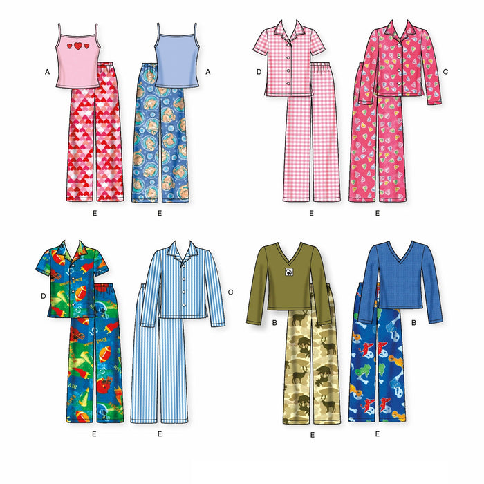 Simplicity Pattern 1043 Child's, Girls' and Boys' Pyjamas from Jaycotts Sewing Supplies