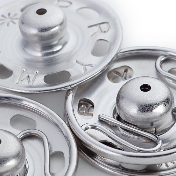 Detail showing quality Prym Silver Metal Press Studs, Sew On type from Jaycotts Sewing Supplies