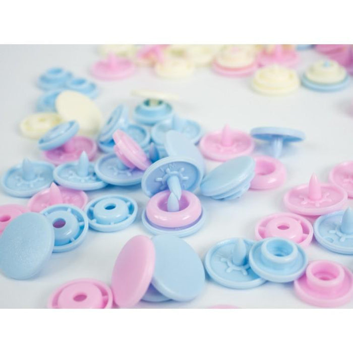 Prym Colour Snaps - pale pink / light blue/ pearl from Jaycotts Sewing Supplies