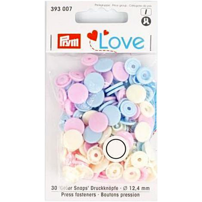 Prym Colour Snaps - pale pink / light blue/ pearl from Jaycotts Sewing Supplies