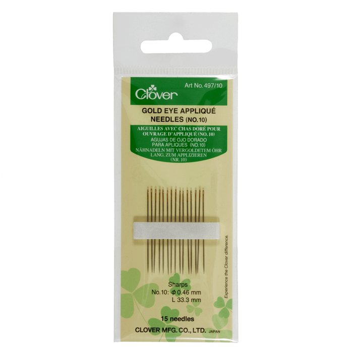 Clover 497 Gold Eye Appliqué‎ Needles from Jaycotts Sewing Supplies