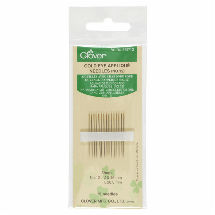 Clover 497 Gold Eye Appliqué‎ Needles from Jaycotts Sewing Supplies