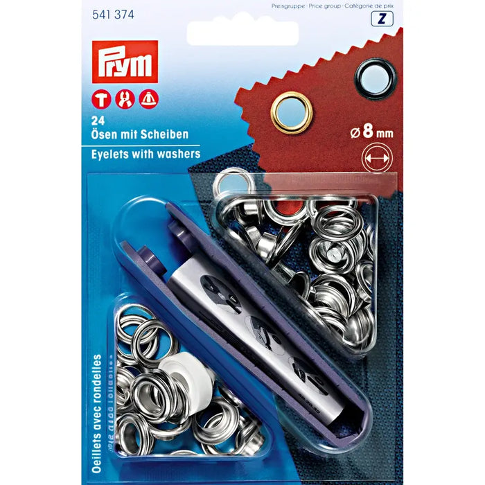 PRYM Metal Eyelets Silver colour, Non-Sew from Jaycotts Sewing Supplies