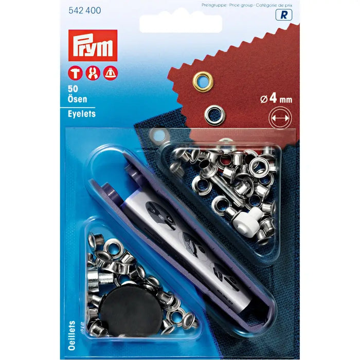 PRYM Metal Eyelets Silver colour, Non-Sew from Jaycotts Sewing Supplies