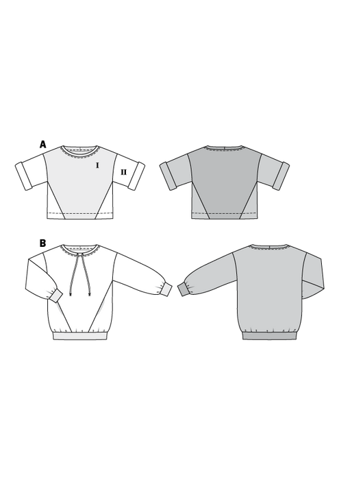 Burda Pattern 6203  Sweatshirt – T-Line – with Interesting Seam Lines from Jaycotts Sewing Supplies