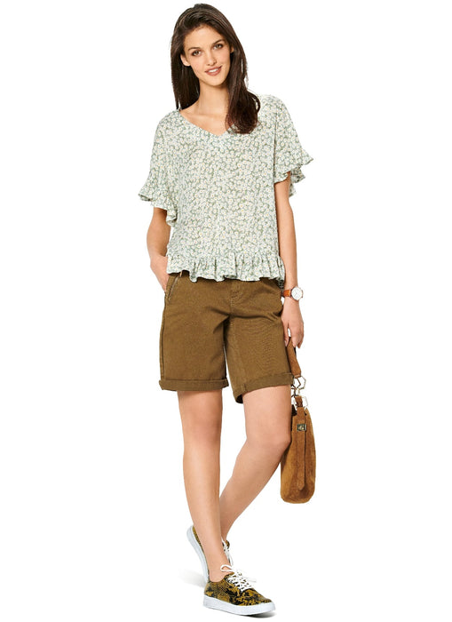 Burda Pattern 6204  Blouse Shirt – Over-cut Shoulders – 
V-neck in Front or Back from Jaycotts Sewing Supplies