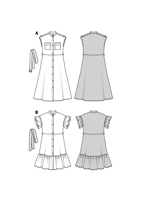 Burda Pattern 6240  Dress with Button Fastening –
 Stand Collar – Frills from Jaycotts Sewing Supplies