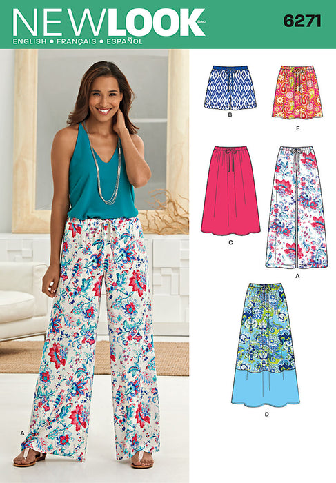 NL6271 Misses' Skirt in Three Lengths & Pants or Shorts from Jaycotts Sewing Supplies