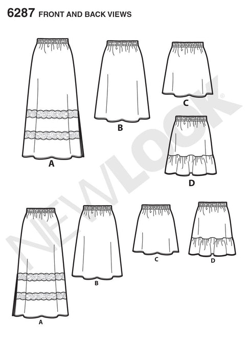 NL6287 Misses' Pull on Skirt in 4 Lengths from Jaycotts Sewing Supplies